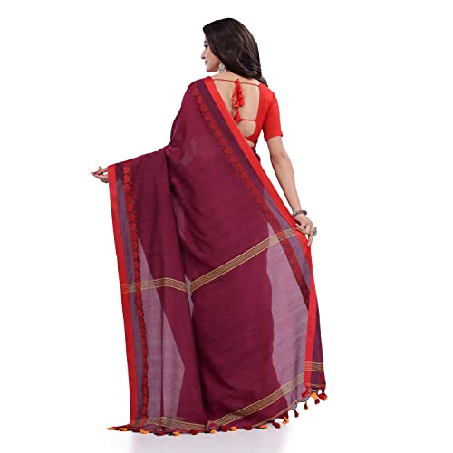 Image of dB DESH BIDESH Women`s cotton saree for woman handloom cotton georgette silk party, wear latest, loveria new, collection farewell soft mulmul linen cotton sarees for women with unstitched blouse