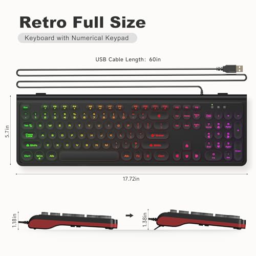 Dilter USB Wired Computer Keyboard with Backlit - Full Size Office Keyboard with Number Pad, Caps Indicators, Foldable Stands, for PC Laptop Desktop Windows 7 8 10 11 (Black) by Dilter - Image 7