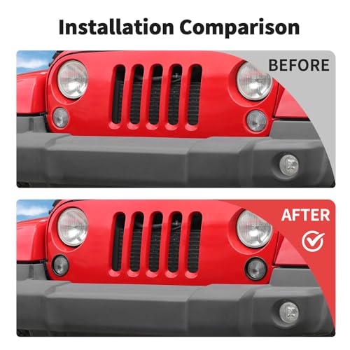 Image of JWWY Front Bumper Grill Insert Turn Signal Light Cover Trim Compatible with 2007-2017 Jeep Wrangler JK Exterior Accessories ABS 2PCS Black