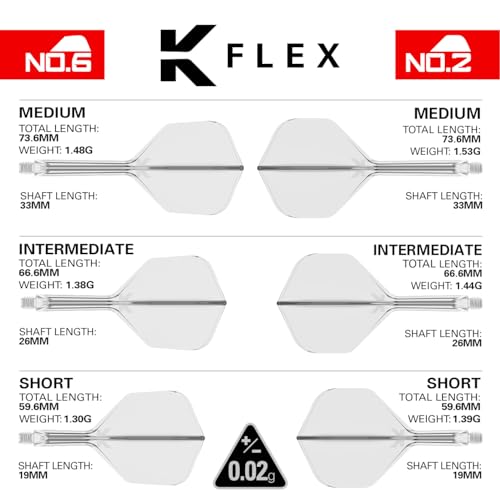 Image of Target Darts K Flex Integrated Dart Flight and Shaft, No.6 | 3-Pack K-Flex - No. 6, Kflex Precision-Molded 2-in-1 Dart Flights and Dart Shaft | Professional Dart Accessories