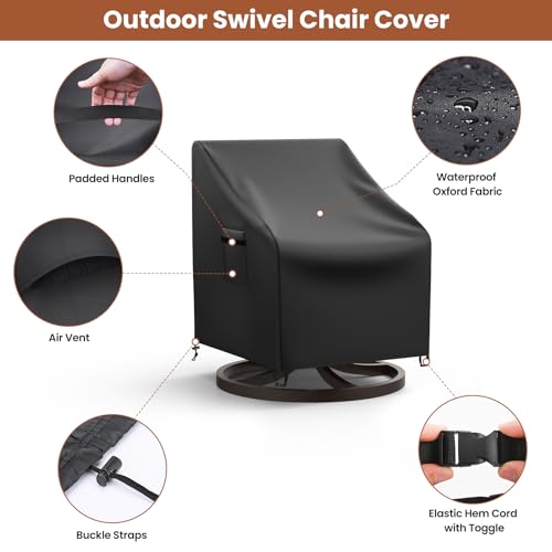 Mrrihand MHD-164 Outdoor Swivel Lounge Chair Cover Waterproof, 2 Pack Heavy Duty Patio Rocking Chair Covers thumb #2