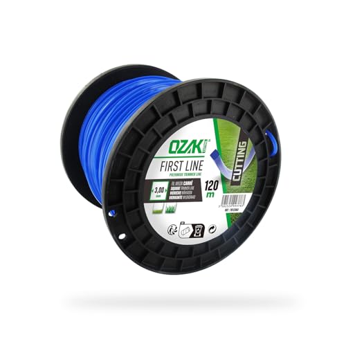 OZAKI - Bobine Fil Nylon Carré - Longueur 120m - Ø 3,00mm - Matières Vierges - Haute Durabilité - Excellente Tenue À L'Œillet