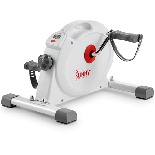 Sunny Health & Fitness (White) Under Desk Smart Mini Pedal Exerciser, Dual Function Exercise Cycle Bike with Low Profile Design - SF-B023005WHT by Sunny Health & Fitness - Used condition - US$58.17