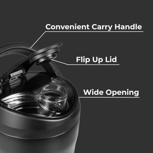 Image of HydroJug Insulated Protein Shaker Bottle 24 oz, Silent Mixing, Black