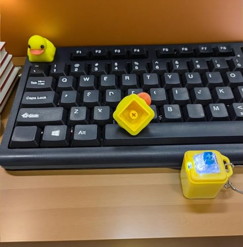 Image of Quacking Duck Fidget Toy Keychain, Cute Yellow Duck Clicker With Sound & Light Effect, Squeaky Stress Relief Sensory Toy for Kids, Teens & Desk Play Gift