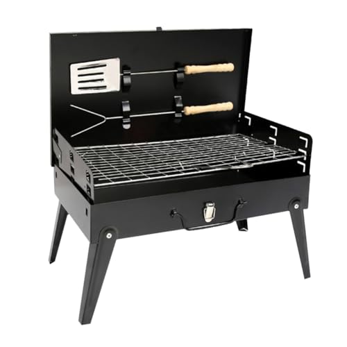 Sewroro Estufa Portátil para Barbacoa Plegable Tipo Caja 44X27X47 CM con Utensilios Desmontables para Exteriores Camping Picnic