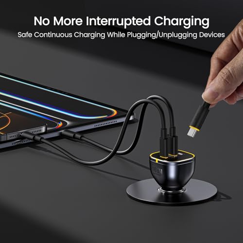 Image of AOHI 165W Laptop Car Charger Adapter 140W PD 3.1 / 100W PD 3.0 USB C Super Fast Charging PPS 45W 3-Ports QC5.0 Car Lighter Charger for MacBook Pro, iPhone 16 /15, Galaxy S24 Ultra, iPad, Black