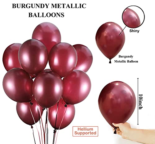 Image of AMFIN (Pack of 25) 10 inch Metallic Balloons Burgundy for Birthday Decoration, Decoration for Weddings, Engagement, Anniversary - Burgundy