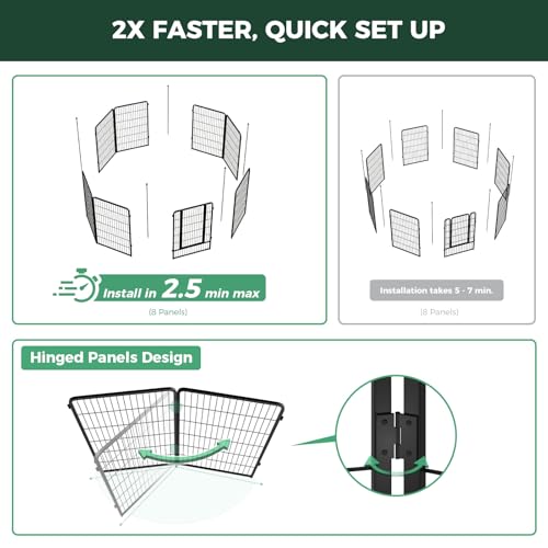 Image of FXW Instant Dog Playpen with RV Step Grid for RV Camping, 45 inch H, 16 Panels | Quick-Setup & Heavy-Duty Play Yard, Helps Close Stair Gaps, Fits 26 inch RV Step Opening, For Large Dogs, Patented