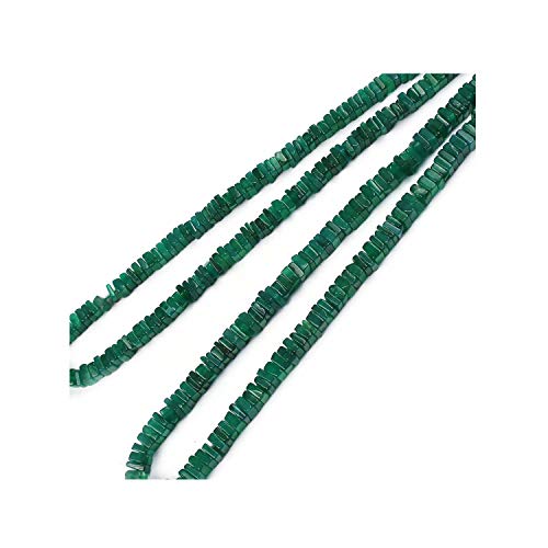 Perles Heishi onyx vert précieux de 5mm carrées sur fil de 16 pouces pour joaillerie