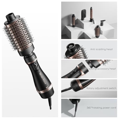 Image of Hair Dryer Brush Set, 5-in-1 Blow Dryer Brush Set, Multi Hot Air Hair Styler for Salon Blowouts, Smooth Curls, Volumizing and Straightening, Sleek and Less Frizz, Rose Gold