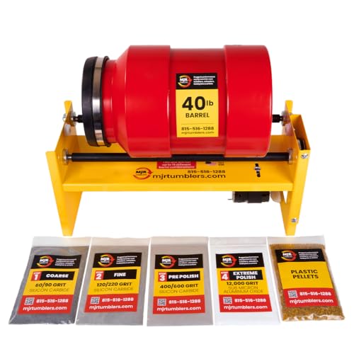 MJR Tumblers Commercial Duty 40lb Rock Tumbler w Free Grit Kit. Capable of Running 18 Different Barrel Sizes & Combinations. Unmatched Quality and Durability. A USA Disabled & Veteran Owned Company.
