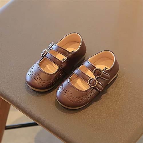 EnJoCho Little Boys Round Toe Shoes Summer and Autumn Girls Boots Cute Flat Hollow Hollow Breathable Comfortable (Brown, 27)4
