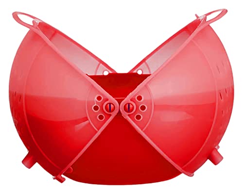 Image of Kuber Industries Plastic Drain Basket /Washing Bowl For Fruits, Vegetables, Pasta, Poha With Swinging Lid- Pack of 2 (Red)-50KM01828