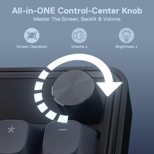 Image of Redragon K761 Wireless Gasket Gaming Keyboard w /Hype Screen & Knob, 104 Keys Mechanical Keyboard, Easy-Control 1.26' TFT Info Display, 5-Layer Noise Dampening, Custom Linear Switch, Abyssal Blue