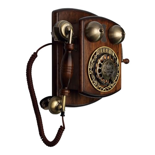 Teléfono vintage clásico con disco giratorio y función redial miniatura 1