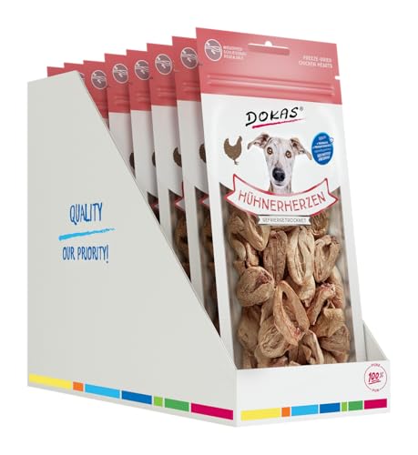 DOKAS Hühnerherzen, gefriergetrocknet – Natürlich! Lecker! Einzigartig! – 8 x 22 g