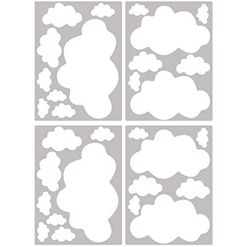 Set of 30 Cloud Wall Stickers Kids - Nursery Decor Easy to Apply - Decals for Bedrooms for Girls Boys White