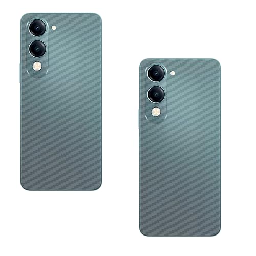 Image of (Pack of 2) Compatible with Skin Sticker /Vinyl wrap /Protective Film Mobile Back Skin Carbon Fiber 3D Transparent by Candeal Mizhan(Only Back) (Vivo, Vivo Y19 5G / Y19e / Y04 / Y29s)