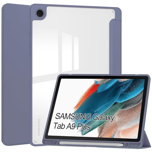 Coque fine Galaxy Tab A9 Plus SM-X210 étui intelligent trois volets transparent TPU