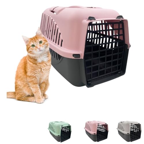 Paluplus Trasportino per Gatti e Cani di Piccola Taglia, Misura 32x47x32 cm, Cuccia traspirante con Maniglia per il trasporto di animali domestici, adatta per cintura di sicurezza - 321F (Rosa)