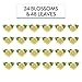 Global Sugar Art Blossoms and Leaves Edible Sugar Cake & Cupcake Flowers, Yellow, Small Unwired, 24 Count with Leaves by Chef Alan Tetreault