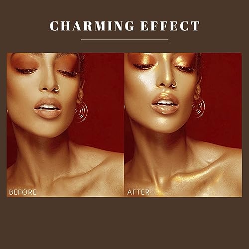 HOSAILY Body Glitter Spray, Moisturizing Bronze Body Shimmer Luminizer Glow Illuminator Quick-Drying and Non-Sticky Liquid Highlighter Spray for Face Hair Glitter, 60ML -Gold