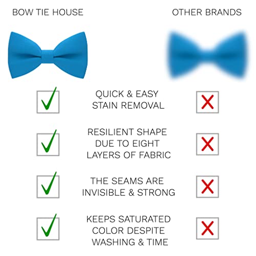 Image of Bow Tie House Mens Bowties Pre-tied Shape Clip on Bowtie Solid Men Formal Wear for kids, baby boys, toddler any age bow ties