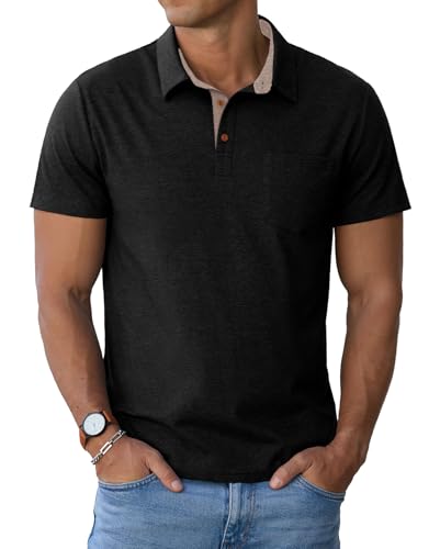 Image of Sailwind Men's Cotton Polo Shirts Short Sleeve Casual Summer Shirts Classic Collared Golf Shirt with Pocket
