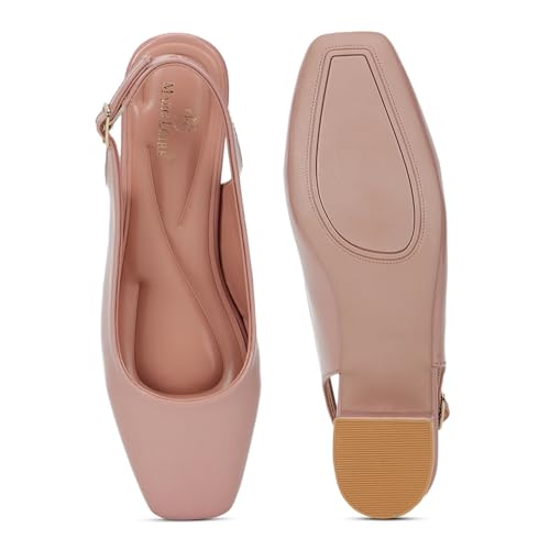 Image of Marc Loire Women Square Toe Solid Block Heel Pumps for Office, Party and Formal Wear