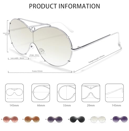 Image of BOTPOV Trendy Aviator Sunglasses Men Women Retro Metal Frame Shades Lentes De Sol Para Mujer BP3612 (Silver Frame /Gradient Silver Lens)