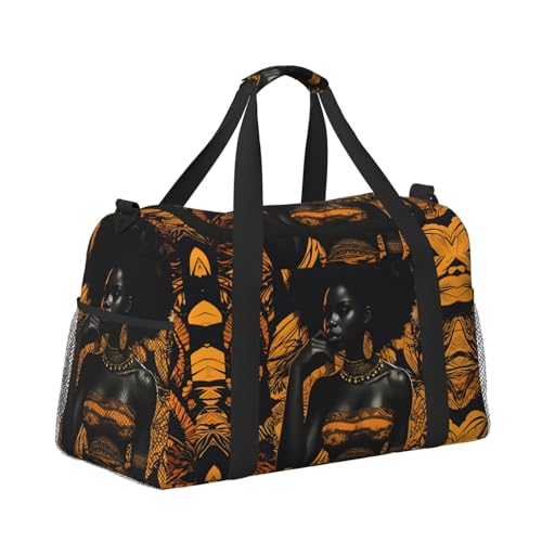 African retro print Weekender Overnight Carry On Bag Gym Luggage Bag Duffel Bag for Travel Women3