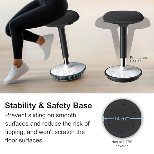 Image of Adult Wobble Stool - Anti-Fatigue Standing Desk Stool with 360 Rocking Non-Slip Curved Base, Height Adjustable 22-32 Inch Standing Chair for Home & Office,Faux Marble