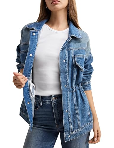 Majdan Women's Denim Jacket Oversized Jean Jacket Casual Fall Outwear Coat2