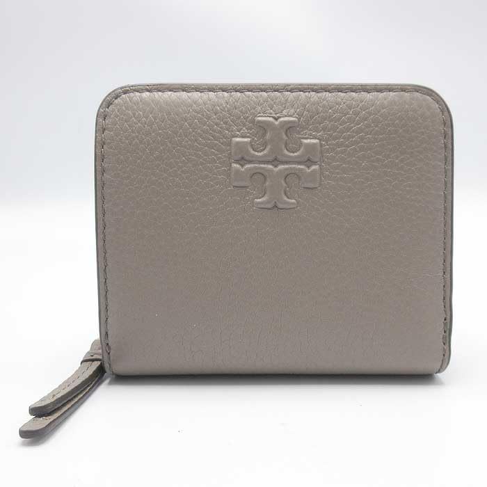 Tory Burch Womens 146463 Pebble Leather Thea Bi-Fold Zip Around Wallet, (Gray Heron)2