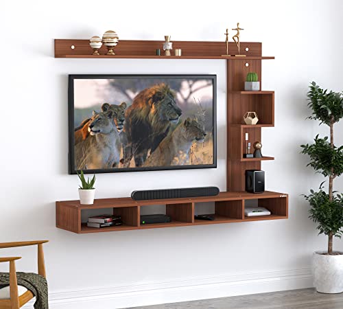 Image of Anikaa Cindy Engineered Wood Wall Mount TV Unit /TV Stand /TV Cabinet /TV Entertainment Unit /Set Top Box Stand (Walnut) (Ideal for 43 Inch)(D.I.Y)