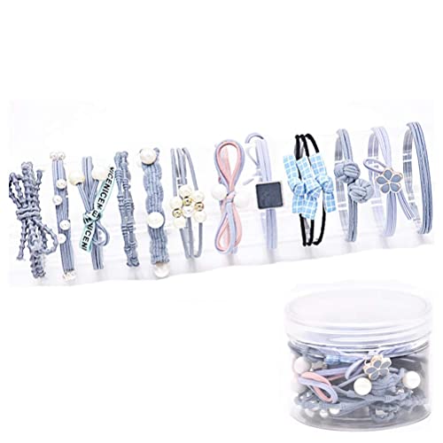 ヘアゴム 12点セット 髪留め おしゃれ おとな シンプル プレスレット 上品 かわいい (ブルーBタイプ)