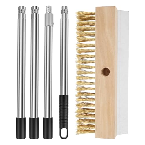 Brovle Bristles Broves Brush - Cepillo de horno para pizza - Limpieza con raspador | Brovle Bristles Brush 58,66 pulgadas | Herramienta limpia para la parrilla barbacoa resistente al calor con