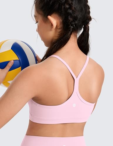 Image of CRZ YOGA Girls Butterluxe Y Back Sports Bra | Light Support, Removable Pads, Yoga, Athletic, Extremely Soft, Scoop Neck, Spaghetti Straps, for Teen
