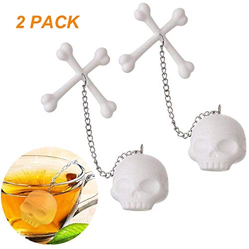 Leaf Tea Infuser, Silicone Tea Strainer, Coolrunner 2 Pcs Tea Bones Skull Tea