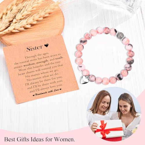 Image of Mothers Day Gifts for Sister, Graduation Back to School Christmas Valentines Day Easter Stocking Basket Stuffers Birthday Gifts Beaded Bracelet Jewelry Gifts for Sister Women Teen Tween Girls Her