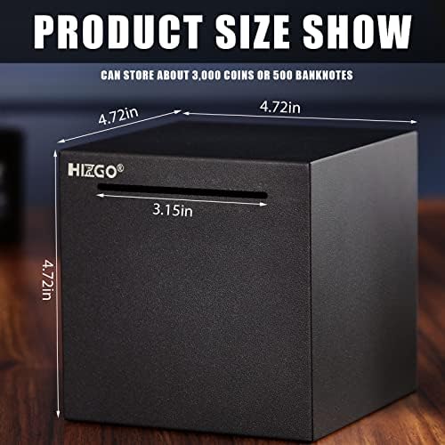 HIZGO Safe Piggy Bank Made Stainless Steel Adult Money Box Savings Bank for Kids Can Only Save Cannot Taken Out