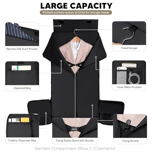 Convertible Garment Bag for Travel, Carry on Garment Duffle Bags for Travel, Canvas Garment Duffle Bag for Men Women with Shoe Compartment - 2 in 1 Hanging Suitcase Suit Travel Bags-Army Green2