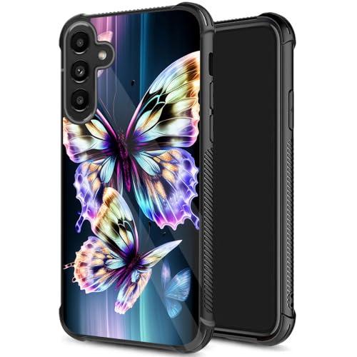 JHYYTUJTYP for Galaxy S25 Case,Tire Texture Non-Slip Soft TPU Hard Back Shockproof Anti-Scratch Protective Case for Samsung Galaxy S25 6.2 inch 2025,Colorful Butterfly