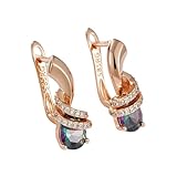 Pendientes de gota de circonita colorida para mujer, oro rosa 585, joyería de boda y fiesta, Plata, Piedra de sol