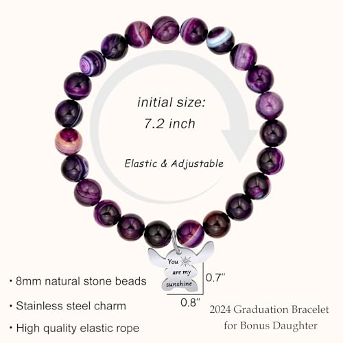 Image of LINY Inspirational Gifts for Women, Natural Stone Beads Stretch Stitch Bracelet Charm Jewelry Ohana Means Family Gifts Stitch Stuff for Women Love, Mom, Daughter, Niece, Sister
