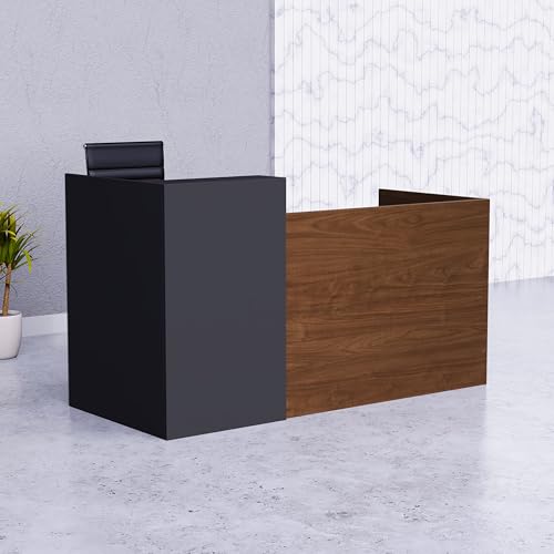 Reception Desk with Counter – Large Wooden Reception Station with Lockable Drawers & Storage Cabinet