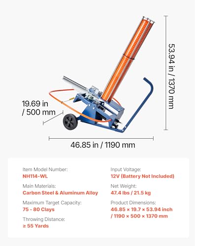 Image of VEVOR Clay Pigeon Thrower, Automatic Skeet and Trap Launcher with Adjustable Angle & Foot Pedal for Clays Throwing Shooting Sports