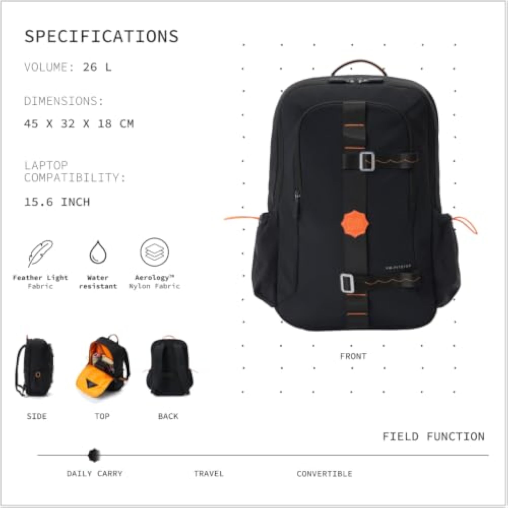 Pitstop 26L Laptop Backpack, Multipurpose Bag