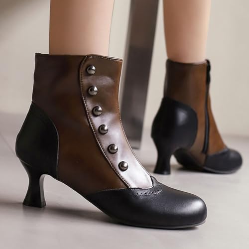 Bottines de style victorien aux finitions dentelées de qualité supérieure marron - 5